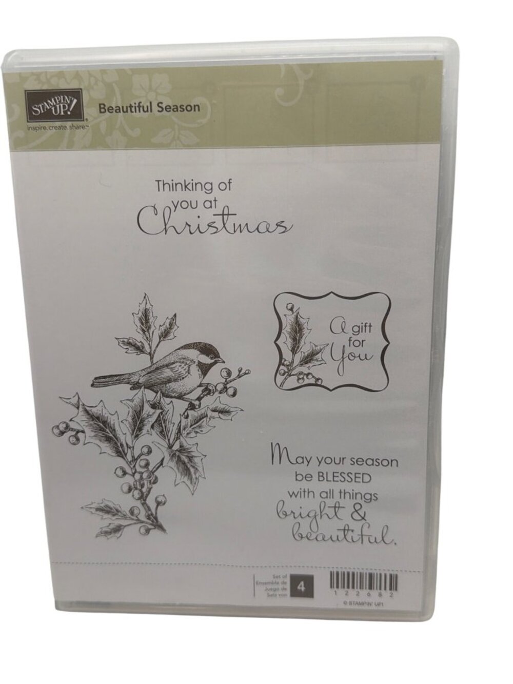 Stampin Up Beautiful Season Christmas Clear Mount Stamp Set Cardinal 4 Pieces
